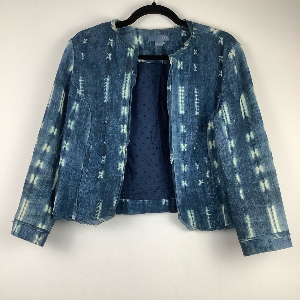 Dil by Anthropologie Tie Dye Crop Chambray Blazer